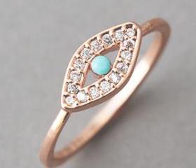 Turquoise Evil Eye Ring Rose Gold - US 6.5, US 8 from kellinsilver.com