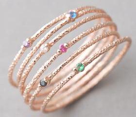 Rose Gold Stackable Rings Set of 6 