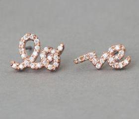 Rose Gold Love Stud Earrings from Kellinsilver.com
