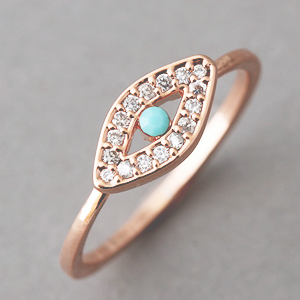 turquoise gold rose evil eye ring lira turkish